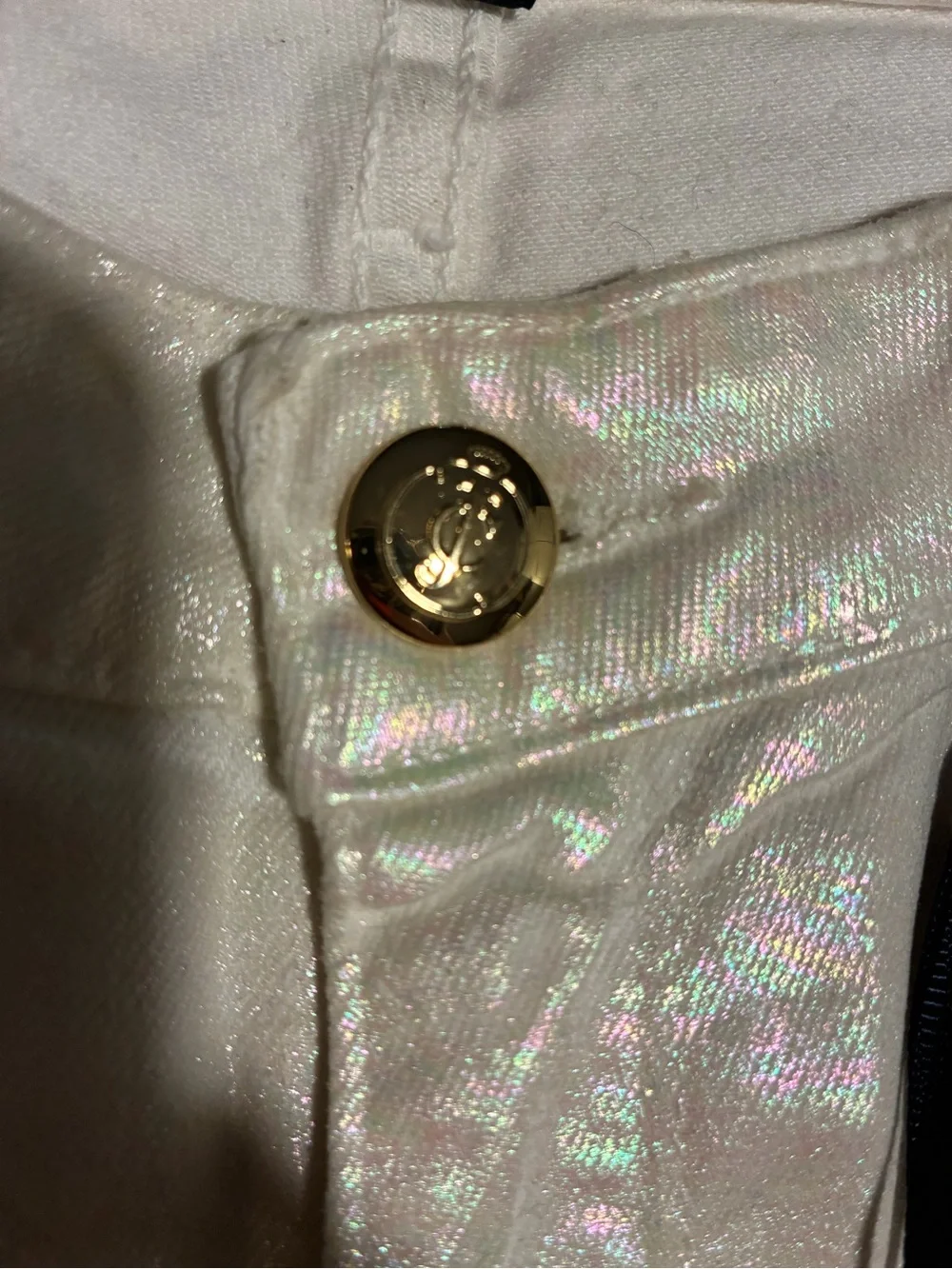 Juicy Jean Couture Jeans Shimmery Cream Skinny Jeans